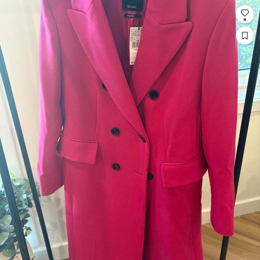 NEW Mango Fuchsia Double-Breasted Trench Coat